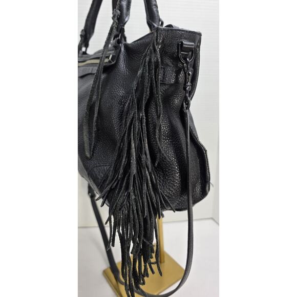 Rebecca Minkoff Fringe Regan Satchel Black with detachable strap - Picture 4 of 7